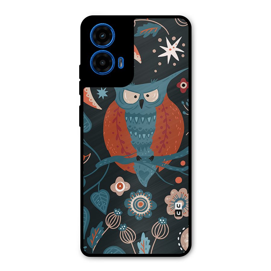 Nordic Arts Owl Moon Metal Back Case for Moto G45