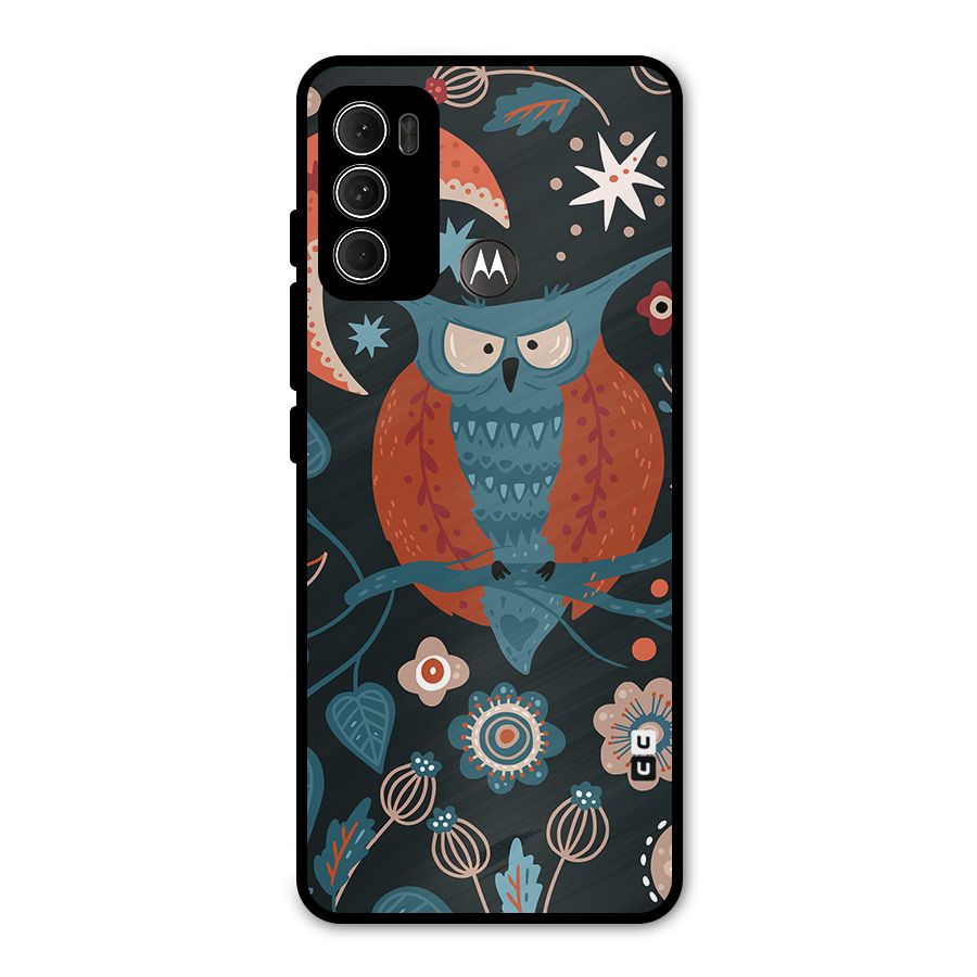 Nordic Arts Owl Moon Metal Back Case for Moto G60