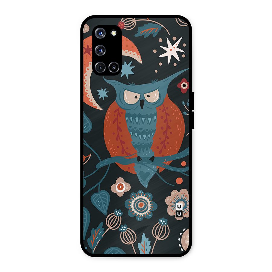 Nordic Arts Owl Moon Metal Back Case for Oppo A52