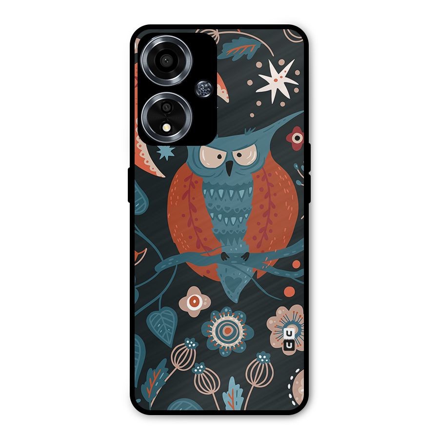 Nordic Arts Owl Moon Metal Back Case for Oppo A59