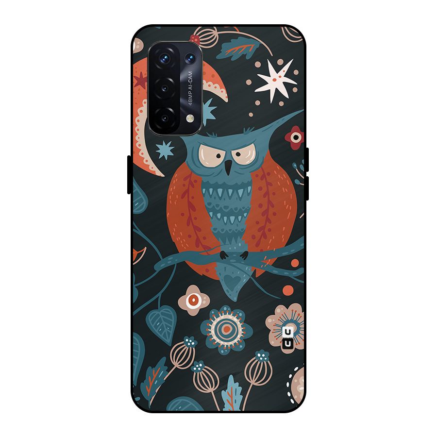 Nordic Arts Owl Moon Metal Back Case for Oppo A74 5G