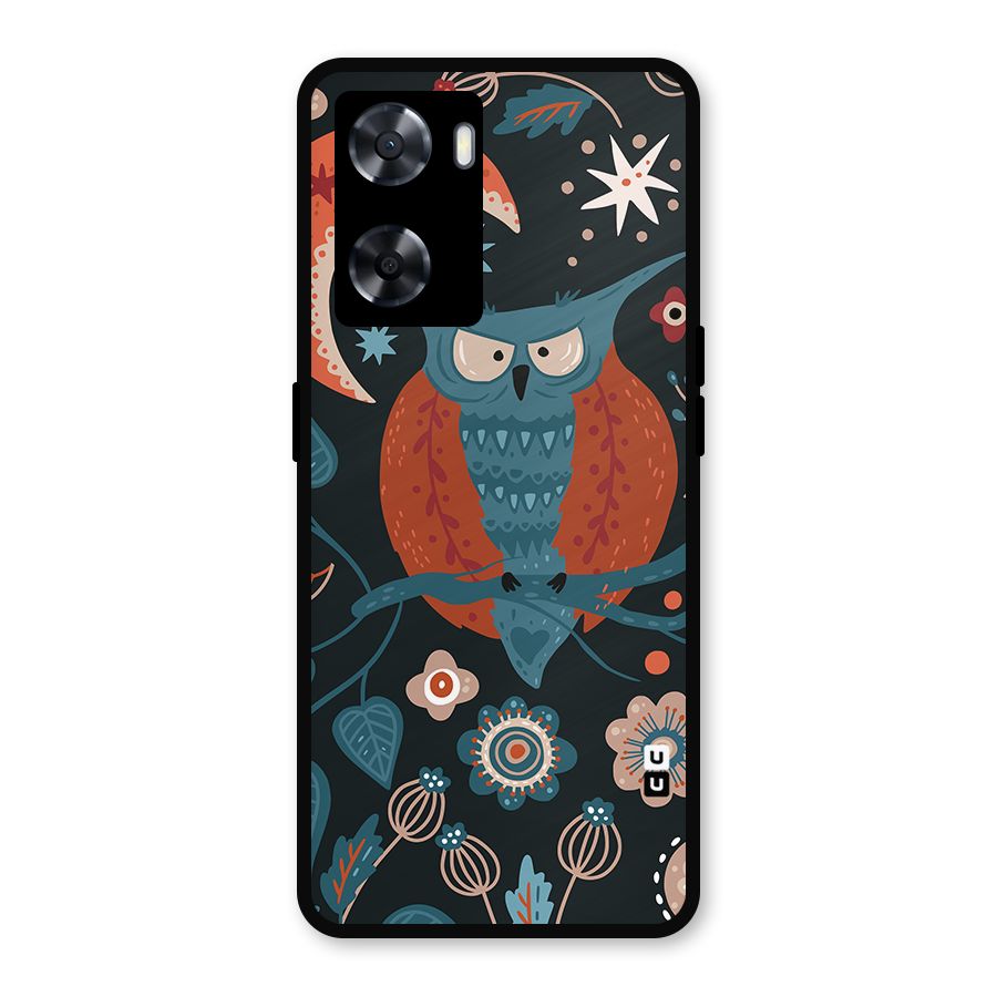 Nordic Arts Owl Moon Metal Back Case for Oppo A77