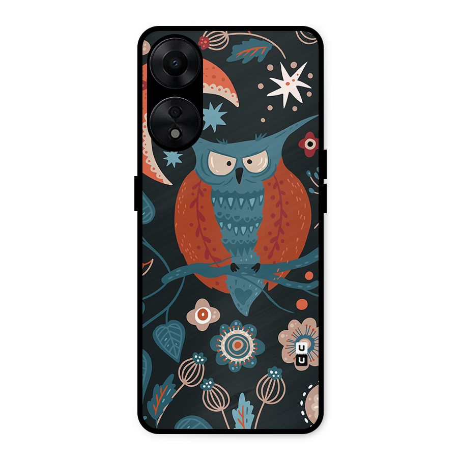 Nordic Arts Owl Moon Metal Back Case for Oppo A78 5G