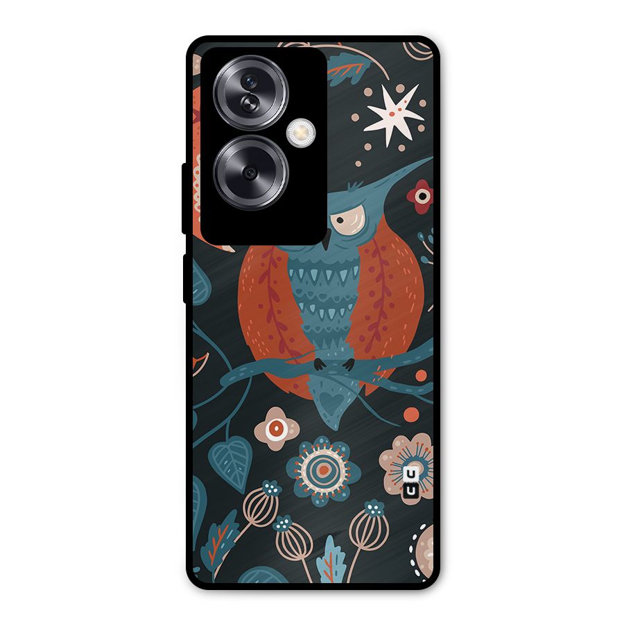 Nordic Arts Owl Moon Metal Back Case for Oppo A79 5G