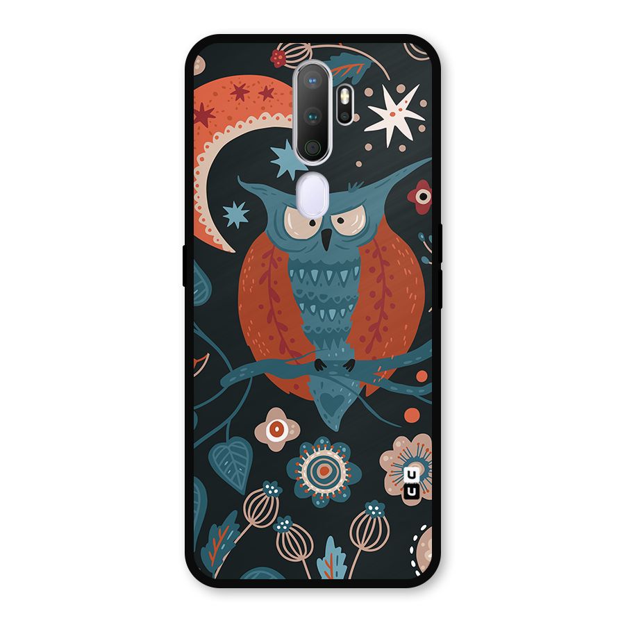 Nordic Arts Owl Moon Metal Back Case for Oppo A9 (2020)