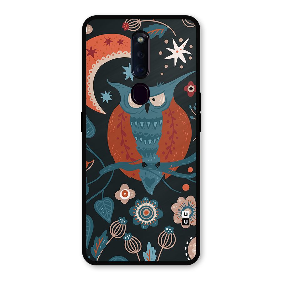 Nordic Arts Owl Moon Metal Back Case for Oppo F11 Pro