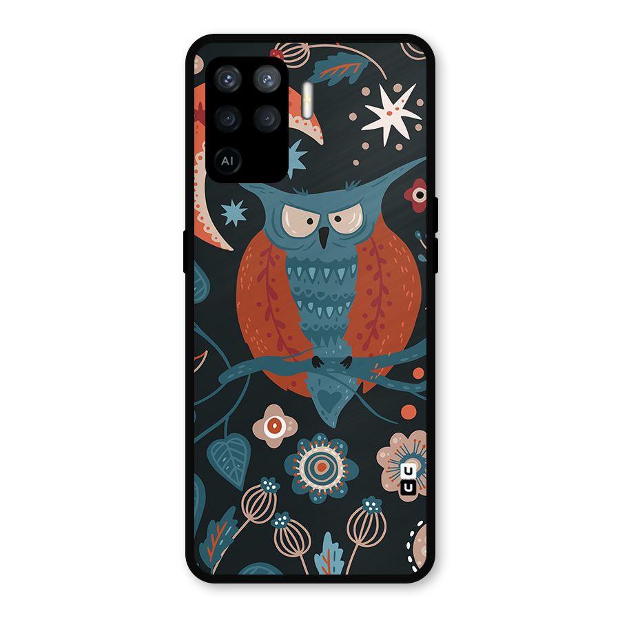 Nordic Arts Owl Moon Metal Back Case for Oppo F19 Pro