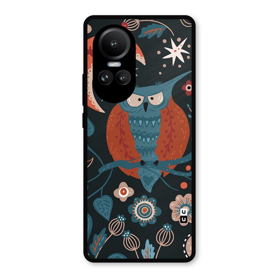 Nordic Arts Owl Moon Metal Back Case for Oppo Reno10 Pro