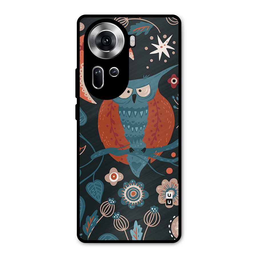 Nordic Arts Owl Moon Metal Back Case for Oppo Reno11 5G