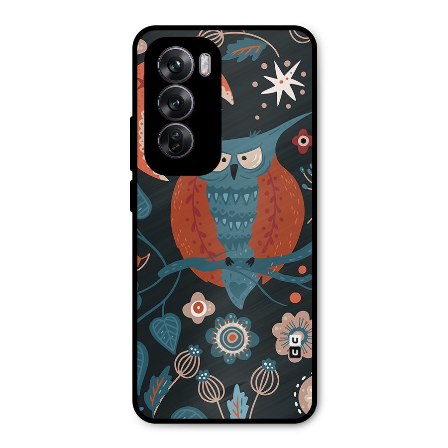 Nordic Arts Owl Moon Metal Back Case for Oppo Reno12 Pro