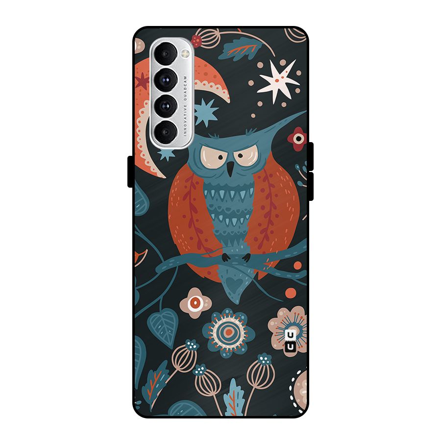Nordic Arts Owl Moon Metal Back Case for Oppo Reno4 Pro