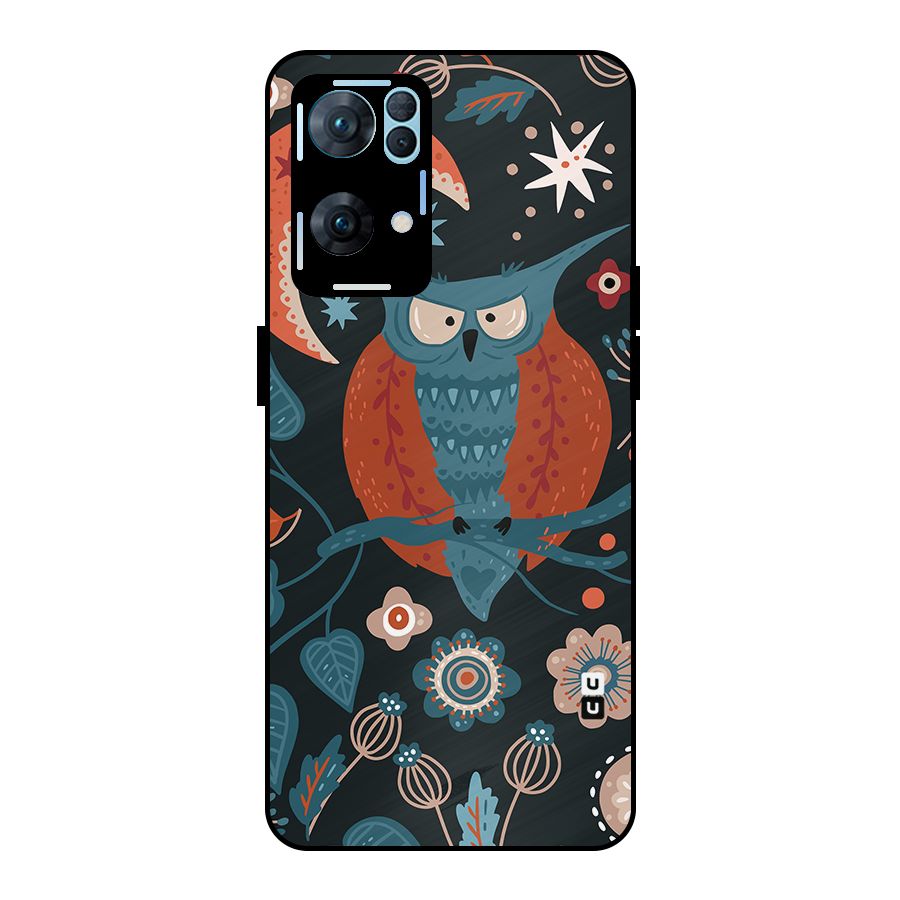 Nordic Arts Owl Moon Metal Back Case for Oppo Reno7 Pro 5G
