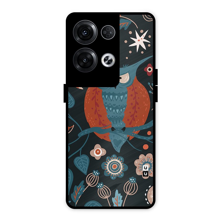 Nordic Arts Owl Moon Metal Back Case for Oppo Reno8 Pro 5G
