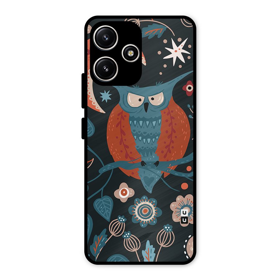 Nordic Arts Owl Moon Metal Back Case for Poco M6 Pro