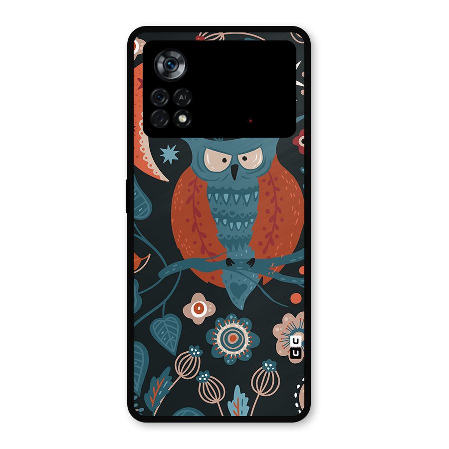 Nordic Arts Owl Moon Metal Back Case for Poco X4 Pro 5G