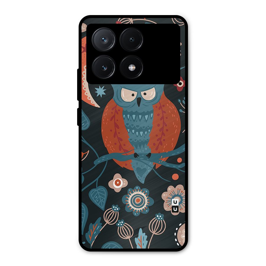 Nordic Arts Owl Moon Metal Back Case for Poco X6 Pro