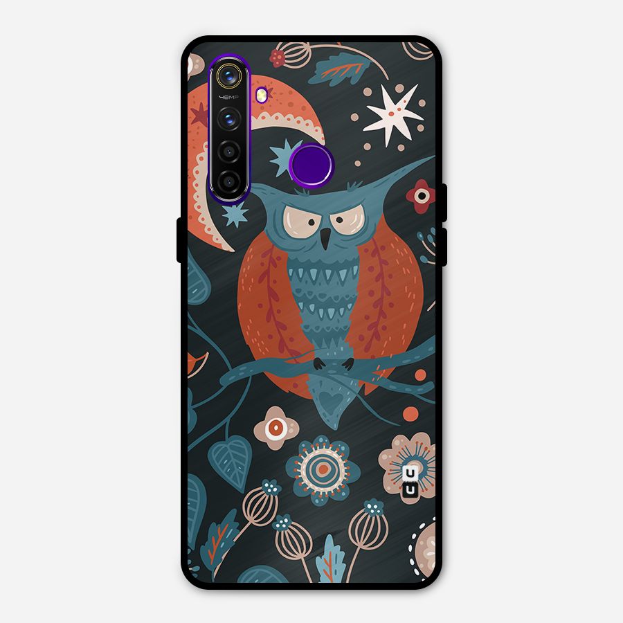 Nordic Arts Owl Moon Metal Back Case for Realme 5 Pro