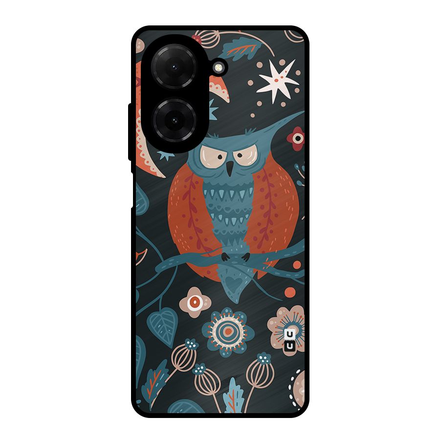 Nordic Arts Owl Moon Metal Back Case for Redmi A5 4G