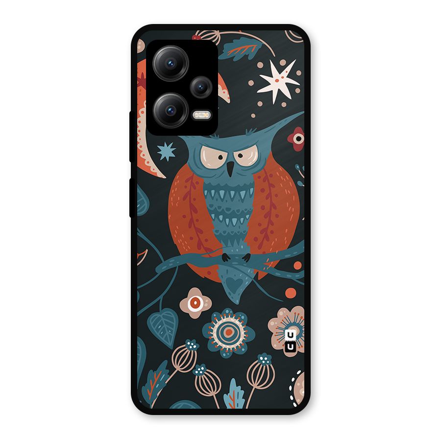 Nordic Arts Owl Moon Metal Back Case for Redmi Note 12 5G