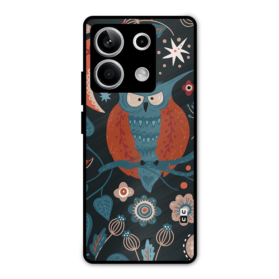 Nordic Arts Owl Moon Metal Back Case for Redmi Note 13 5G