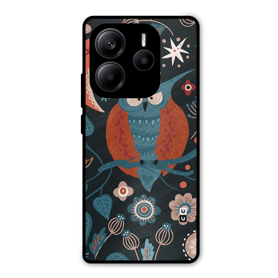 Nordic Arts Owl Moon Metal Back Case for Redmi Note 14 5G