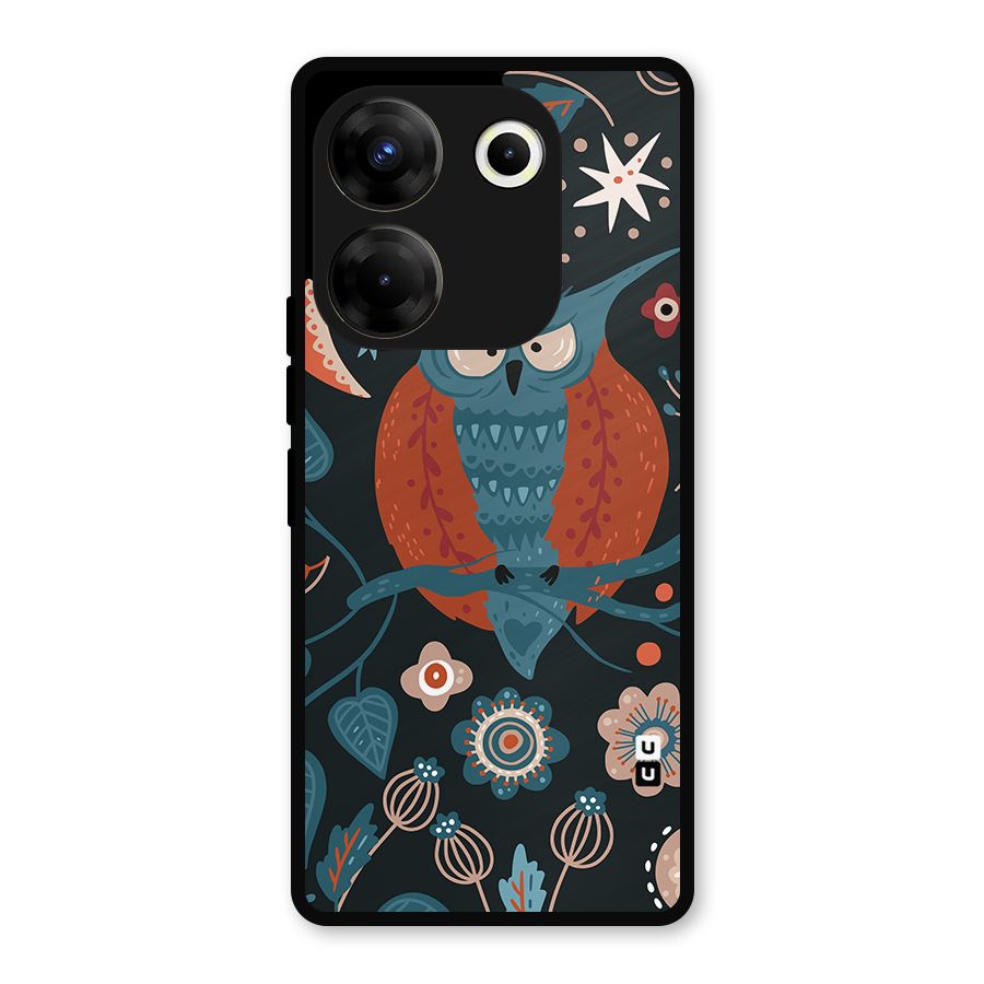Nordic Arts Owl Moon Metal Back Case for Tecno Camon 20 Pro