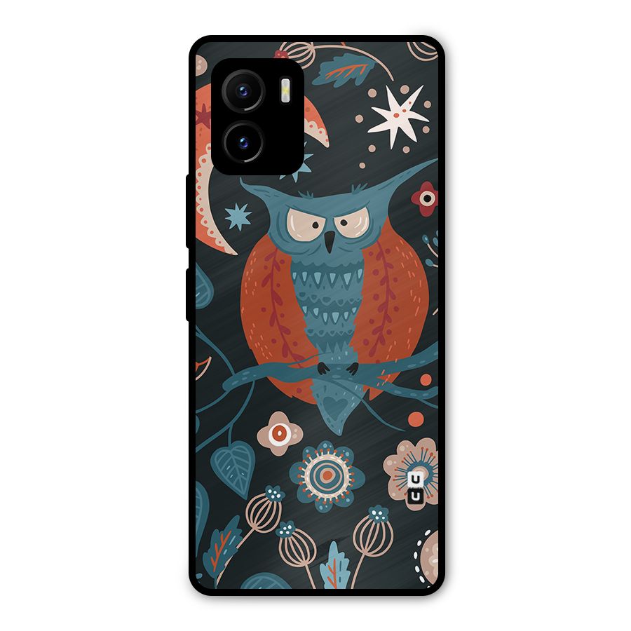 Nordic Arts Owl Moon Metal Back Case for Vivo Y15s
