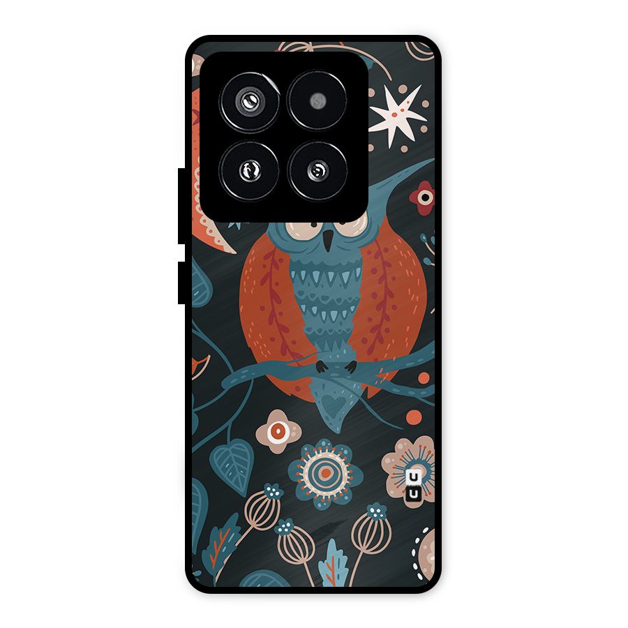 Nordic Arts Owl Moon Metal Back Case for Xiaomi 14 Pro