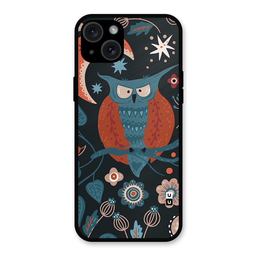 Nordic Arts Owl Moon Metal Back Case for iPhone 15 Plus