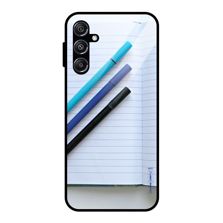 Notebook And Pens Glass Back Case for Galaxy M34 5G