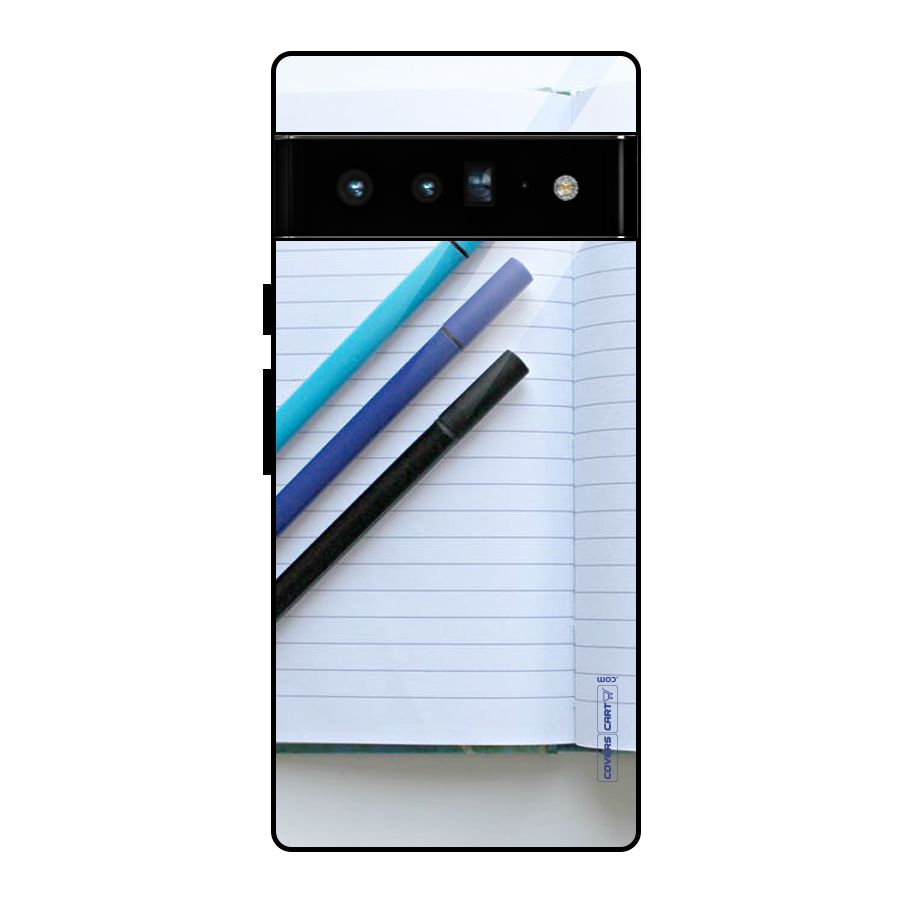 Notebook And Pens Glass Back Case for Google Pixel 6 Pro