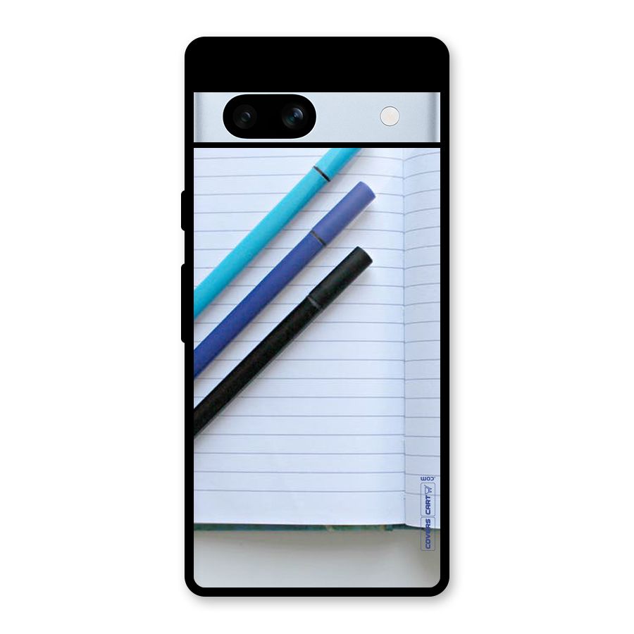Notebook And Pens Glass Back Case for Google Pixel 7a