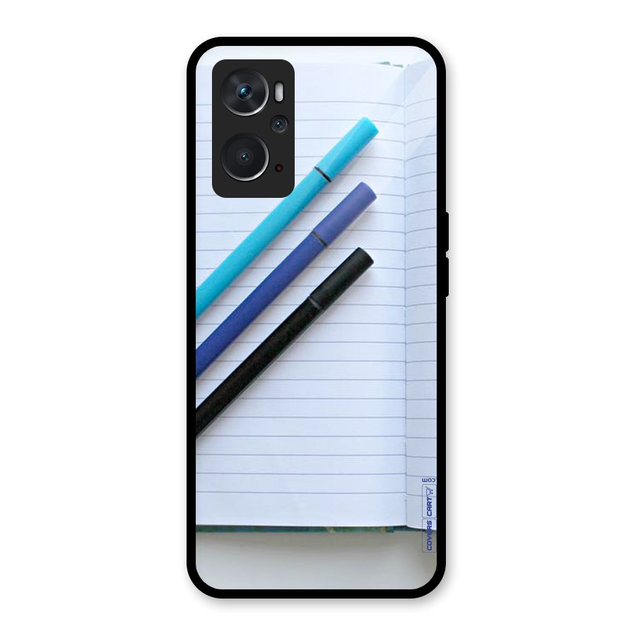 Notebook And Pens Glass Back Case for Oppo K10 4G