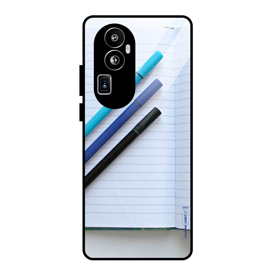 Notebook And Pens Glass Back Case for Oppo Reno10 Pro Plus