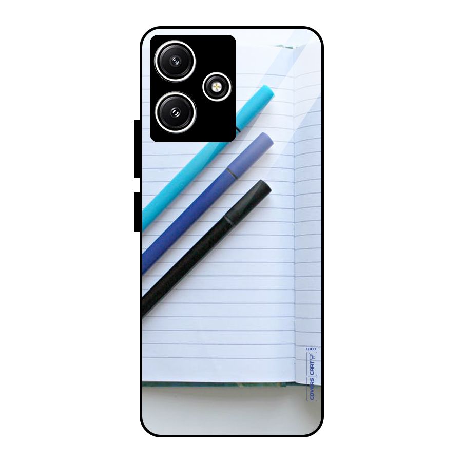 Notebook And Pens Glass Back Case for Poco M6 Pro