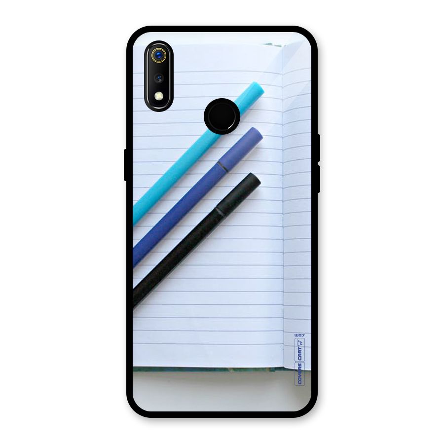 Notebook And Pens Glass Back Case for Realme 3i