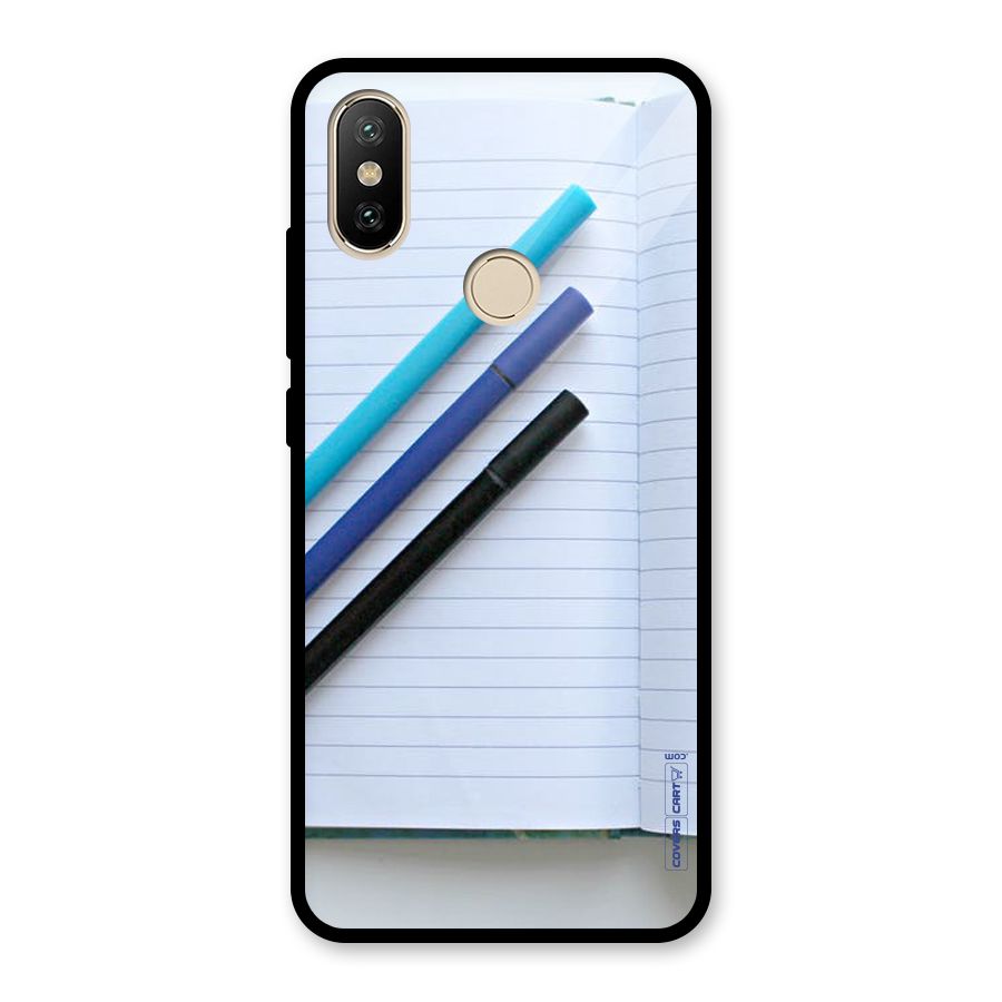 Notebook And Pens Glass Back Case for Redmi A2