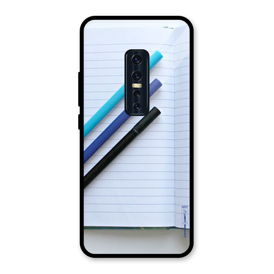 Notebook And Pens Glass Back Case for Vivo V17 Pro