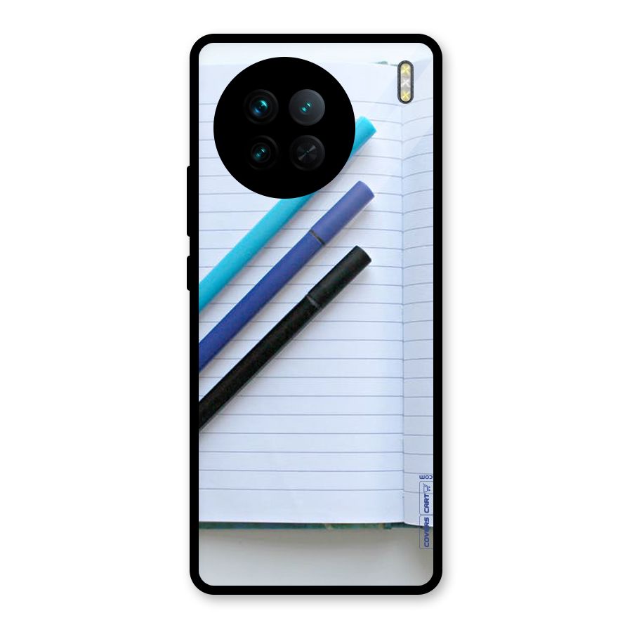 Notebook And Pens Glass Back Case for Vivo X90