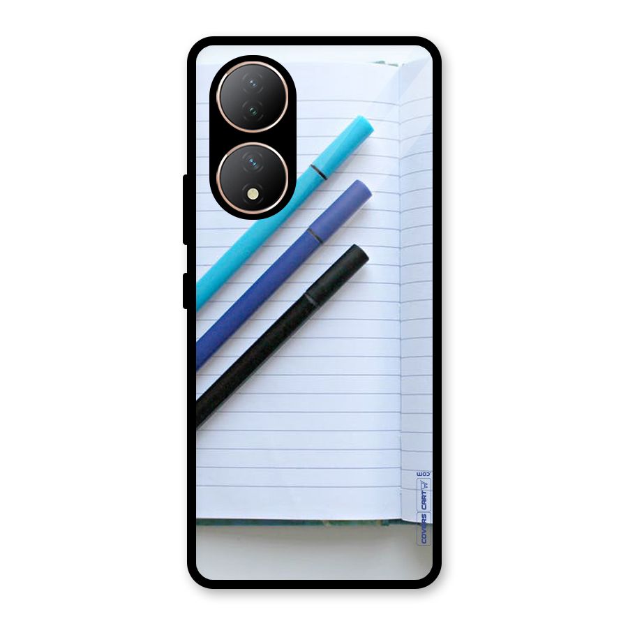 Notebook And Pens Glass Back Case for Vivo Y100A