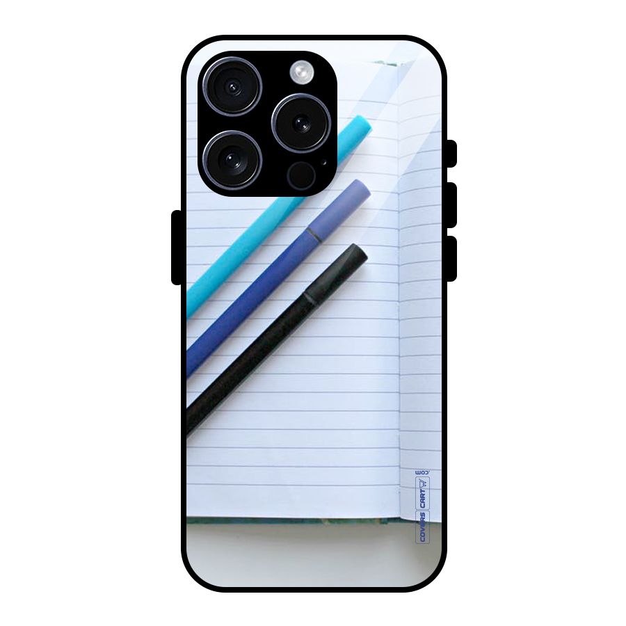 Notebook And Pens Glass Back Case for iPhone 15 Pro