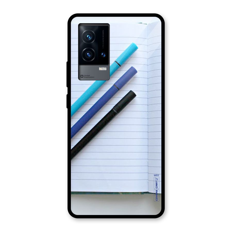 Notebook And Pens Glass Back Case for iQOO 9 5G