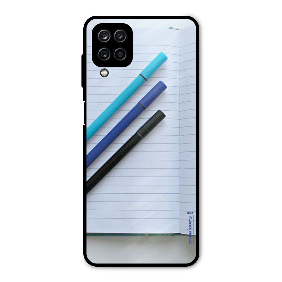Notebook And Pens Metal Back Case for Galaxy A12