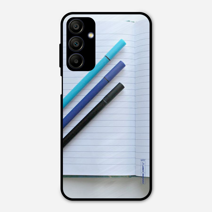 Notebook And Pens Metal Back Case for Galaxy A15 5G