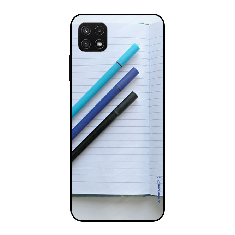 Notebook And Pens Metal Back Case for Galaxy A22 5G