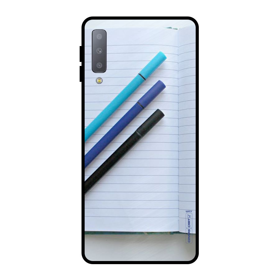 Notebook And Pens Metal Back Case for Galaxy A7 (2018)