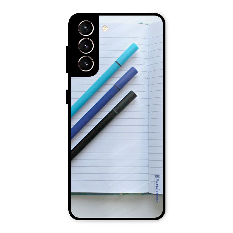 Notebook And Pens Metal Back Case for Galaxy S21 5G