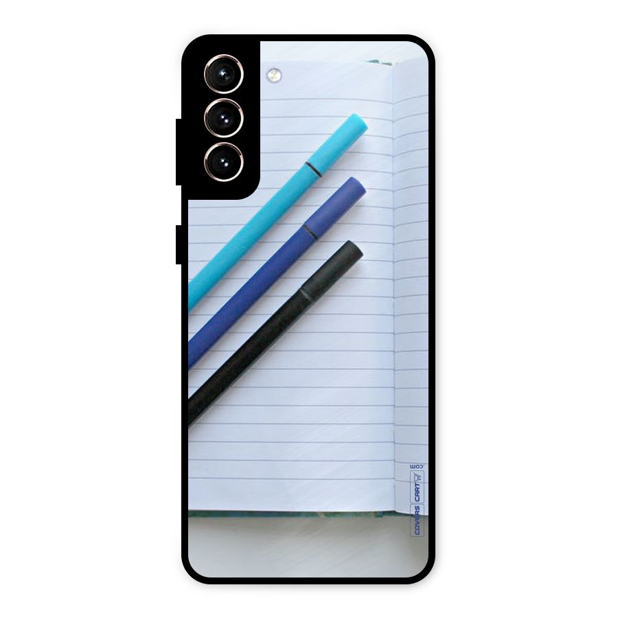 Notebook And Pens Metal Back Case for Galaxy S21 Plus