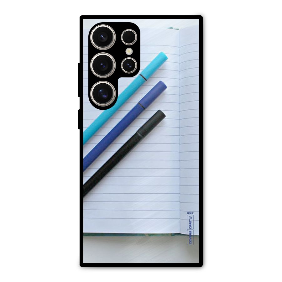 Notebook And Pens Metal Back Case for Galaxy S24 Ultra