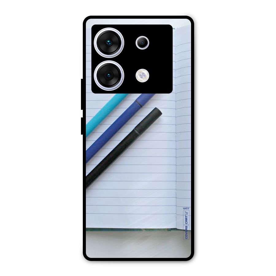 Notebook And Pens Metal Back Case for Infinix Zero 30 5G